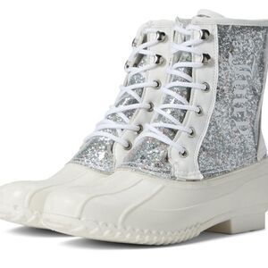 Juicy Couture Women's Glitter Duck Boots - Silver and White